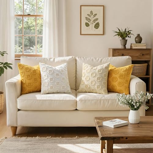 Spring Pillow Covers Sunflower 18x18 Set of 2 Pure White - color: Pure White, size: 18" x 18" (Pack of 2)