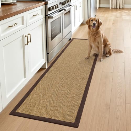 DEXI Jute Runner Rug 2x7, Rug Runners for Hallways, Natural/Brown - color: Natural/Brown, size: 2' x 7' (Runner)