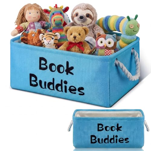 Marsui 1 Pcs Book Buddies Storage Basket for Classroom Library Organizer - color: White Brown, size: Book Buddies