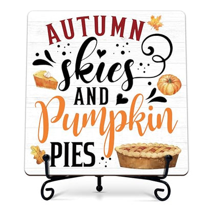 DETIHO Fall Decorations for Home, Thanksgiving Gift Centerpieces for Tables - style: AUTUMN SKIES PUMPKIN PIES