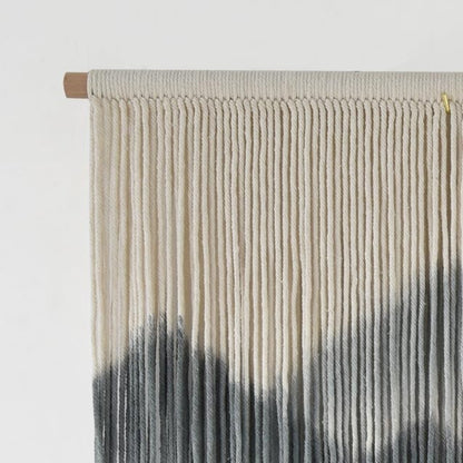 IOWER Macrame Wall Hanging Black Dip Dyed Boho Wall Art 27" W x 19" L - color: black