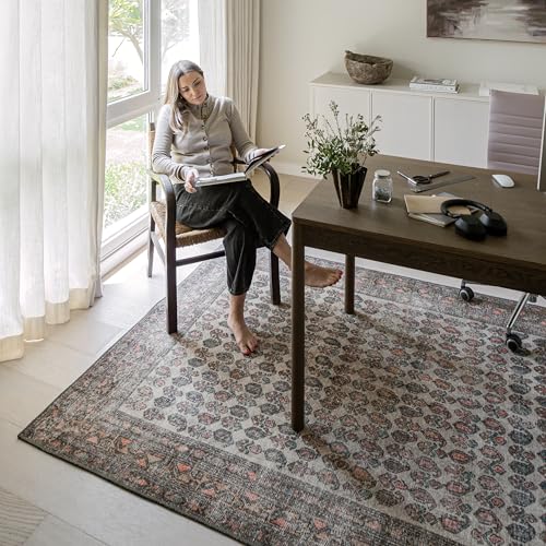 Humble Cypress 5’ x 8’ Ivory Cream Area Rug - Persian-inspired design - size: 5' x 8' (Rectangular)