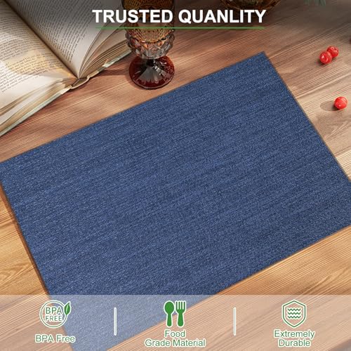 BETEAM Placemats Set of 8, Woven Vinyl Placemat for Dining Table, Navy Blue - color: Navy Blue, size: 8 Pcs