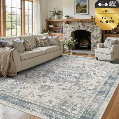 Rugxara Area Rugs 5x7, Washable Rugs for Living Room,Bedroom,Blue Rug - color: Blue & Grey, size: 5' x 7' (Rectangular)