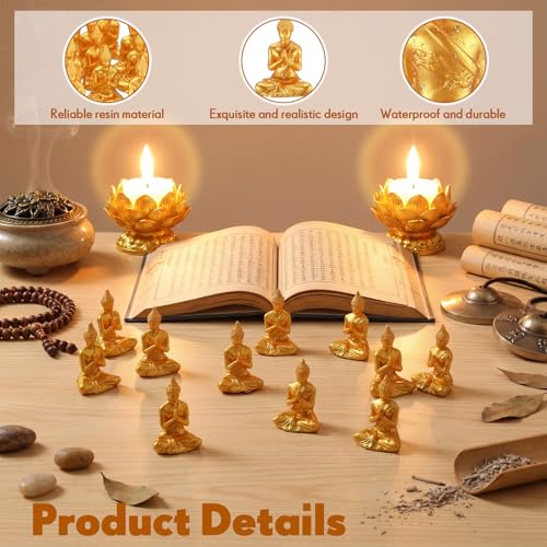 Yalikop 30 Pcs Mini Gold Buddha Figurines Bulk, 1.6" Small Resin Statues - style: Shakyamuni