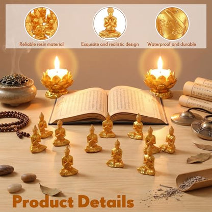 Yalikop 30 Pcs Mini Gold Buddha Figurines Bulk, 1.6" Small Resin Statues - style: Shakyamuni