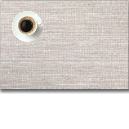 Placemats Set of 4 - Easy Clean Woven Vinyl Placemats for Dining Table, Indoor/Outdoor Place Mats, Washable PVC Table Mats（Beige） - color: A-beige