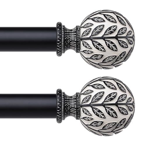 2 Pack Curtain Rod 36-60 Inch Boho Black 1 Inch Window Curtain Rod - color: Black, size: 36''-60'' (2 Pack)