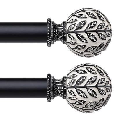 2 Pack Curtain Rod 36-91 Inch Boho Black 1 Inch Window Curtain Rod - color: Black, size: 36''-91'' (2 Pack)