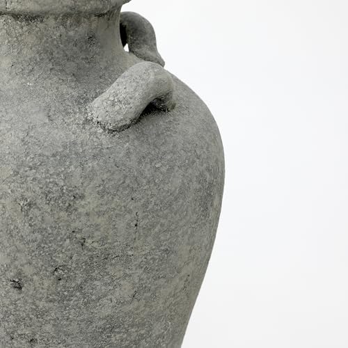 LuxenHome 15" Tall Antiqued Gray Round Terracotta Urn Vases