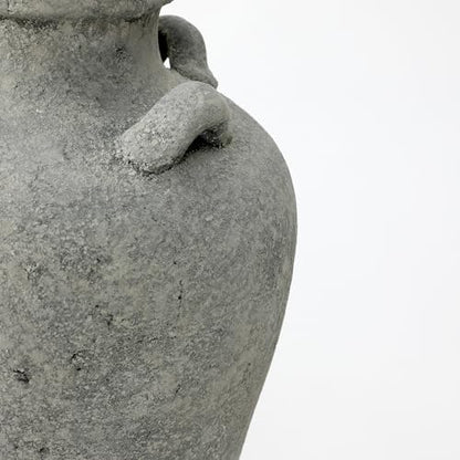 LuxenHome 15" Tall Antiqued Gray Round Terracotta Urn Vases