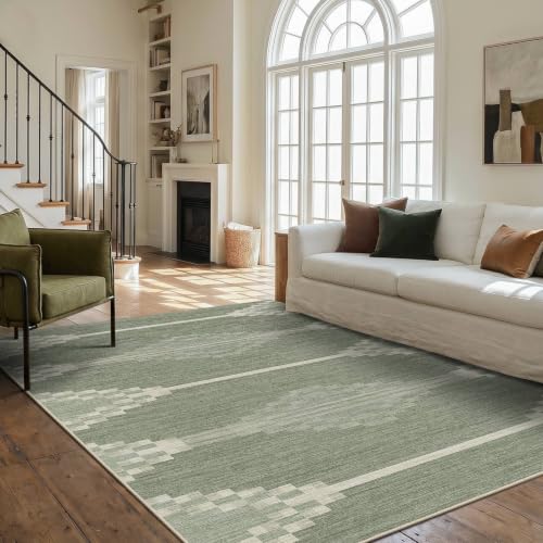 5x7 Area Rugs Washable Rug Carpet for Living Room Bedroom - Green - color: Sage Green, size: 5' x 7' (Rectangular)
