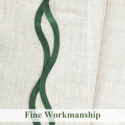DriftAway Semi Sheer Scalloped Edge Linen Coastal Beach Window Curtains for Living Room Bedroom 2 Panels Rod Pocket Each Size 52 Inch by 63 Inch Loden Green - color: Linen Loden Green, size: 52"W x 63"L (Pack of 2)