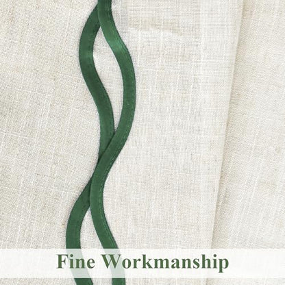 DriftAway Semi Sheer Scalloped Edge Linen Coastal Beach Window Curtains for Living Room Bedroom 2 Panels Rod Pocket Each Size 52 Inch by 63 Inch Loden Green - color: Linen Loden Green, size: 52"W x 63"L (Pack of 2)