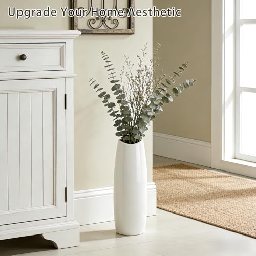 White Tall Ceramic Floor Vase, 15.7 Inch, Oval Design - color: Shape 1, size: 16 Inch
