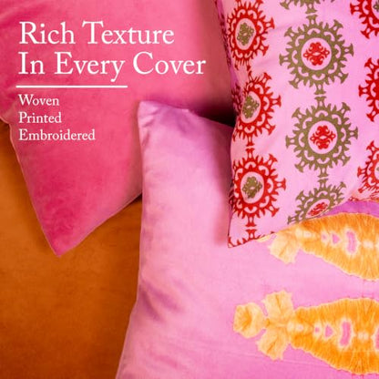 Pink Patterned Decorative Throw Pillow Covers, Set of 4, 18x18 Inch Bold Boho Accent Pillow Cover 4 Pack - color: Pink