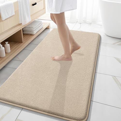 OLANLY Memory Foam Bathroom Runner Rugs 47x20, Absorbent Long Mat, Beige - color: Beige, size: 47" X 20"