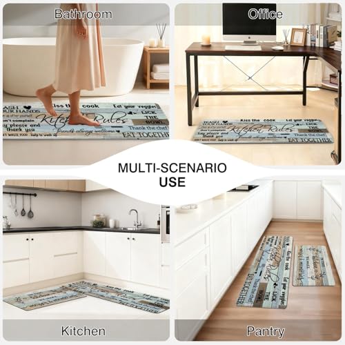 Kitchen Rules Rugs Set of 2,Washable Kitchen Mats 17x30+17x47 - color: Kitchen Rules, size: 17" x 30" + 17" x 47" (Set of 2)