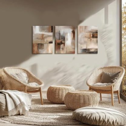 LYYGLYY 3Pcs Framed Brown and Black Canvas Wall Art 16x24 Inches - color: Brown Relief Sculpture, size: 16x24 Inches