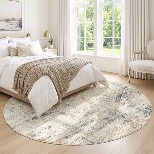 6ft Area Rug for Living Room, Abstract Washable Non-Slip Large Rugs, Gold - color: Grey/Gold, size: 6' (Round)