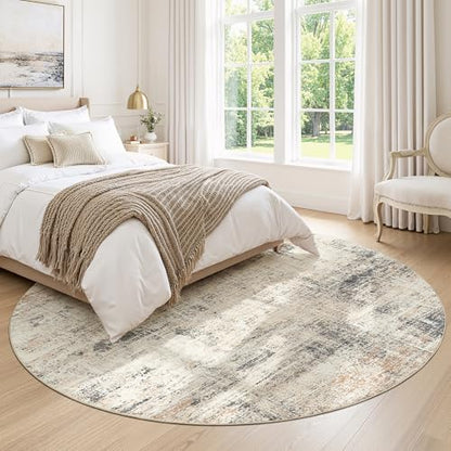 6ft Area Rug for Living Room, Abstract Washable Non-Slip Large Rugs, Gold - color: Grey/Gold, size: 6' (Round)