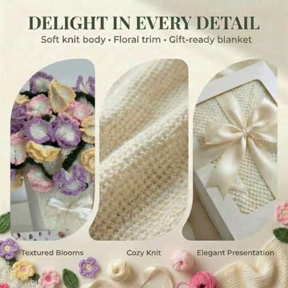 Carnation Crochet Flower Bouquet Blanket, Handmade Knitted Throw Blanket - color: Tricolor Carnation, size: Medium