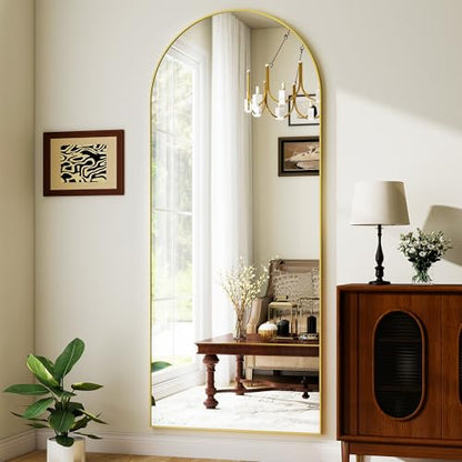 Matte Gold Arched 71"x26" Mirror Full Length Leaning Hanging - color: Gold, size: 71"L x 26"W