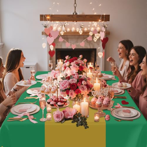 Smiry Disposable Rectangle Plastic 54 x 108 Inch Table Cloth 3 Pack - color: Christmas Green and Gold