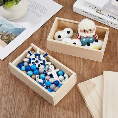 SUPERFINDINGS 6Pcs Wood Box with Slide Lid 6.6x3.7inch Unfinished Wooden Storage Box Small Wooden Box Trinket Storage Box with Slide Top for DIY Crafts Home Decoration Jewelry - size: 6.6x3.7inch