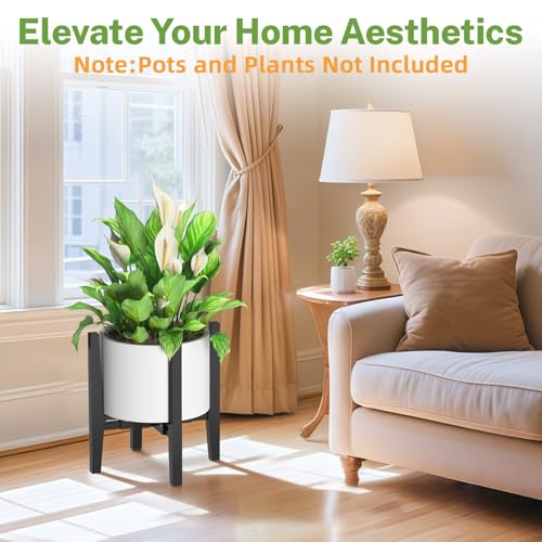 iDavosic.ly Adjustable Bamboo Plant Pot Stand, Fits 8-12 In Planter, Black - color: Bamboo Black, size: 1 Pack