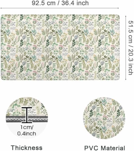 Kitchen Floor Mat 36x20in Waterproof Anti-Fatigue Kitchen Mats - color: Green Leaves and Brunches