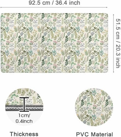 Kitchen Floor Mat 36x20in Waterproof Anti-Fatigue Kitchen Mats - color: Green Leaves and Brunches