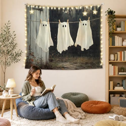AHNWICNR Ghost Halloween Tapestry, Dark Spooky Ghost Wall Hanging Decor - color: Ghost Halloween