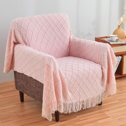 inhand Pink Knitted Throw Blanket for Couch and Bed, 50"x60" - color: Pink, size: 50"x60"