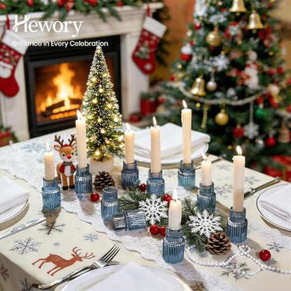 Hewory Glass Candlestick Holders Bulk, 20 PCS Blue Taper Candle Holders - color: Blue, size: 20PCS