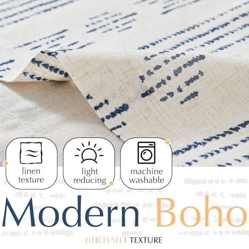 jinchan Striped Valance 18 Inch Modern Boho 1 Panel Blue on Linen - color: Boho Blue on Linen, size: 50"W x 18"L (Pack of 1)