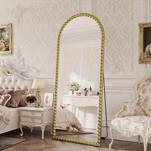 Antique Gold Full Length Mirror 71x28 Inch, Beaded Standing Mirror - color: Antique Gold