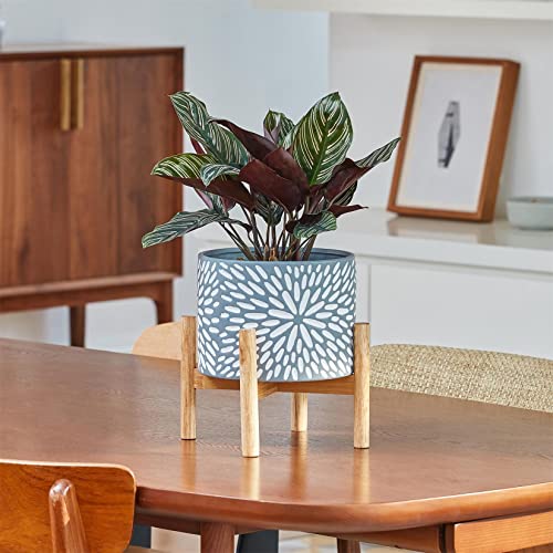 LA JOLIE MUSE Ceramic Planter for Plant, 8 Inch Indoor Planter with Stand - color: Gray