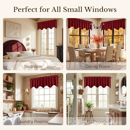 StangH Red Christmas Window Valance 52x18 Inch, 1 Panel - color: *Red, size: 52"W x 18"L (Pack of 1)