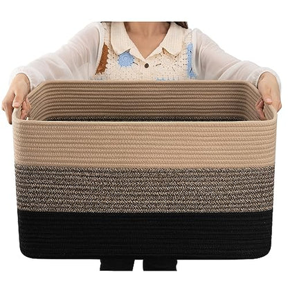 OIAHOMY Blanket Basket Laundry Basket Dog Toy Basket 75L Yellow Black - color: Yellow Black, size: 22”x17”x12”