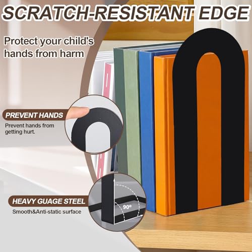 Chunful 6 Pcs Black Metal BookEnds Shelves, 9.5 x 7.75 x 4.75 in - color: Black, size: 9.5 x 7.75 x 4.75 in