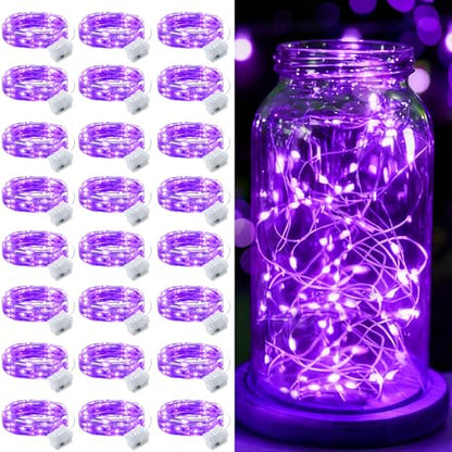 24Pcs Purple Fairy Lights Waterproof 7Ft 20LED String Light - color: Purple, size: 24 PCS