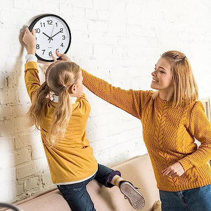 Inbagi 12 Pcs Silent Wall Clocks 12 Inch Large Quartz Analog Clock Black - size: 12 Inch