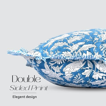 CPC Blue Sapphire Block Print Ruffle Sham Pillow Cover 20x54 Inch Pack of 1 - color: Blue Sapphire, size: 54" x 20" (Pack of 1)