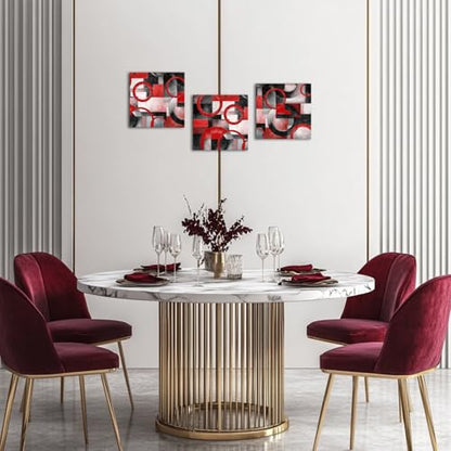 HOMEOART Red Wall Art Geometric Pictures Bathroom Wall Decor (Red) - color: Red