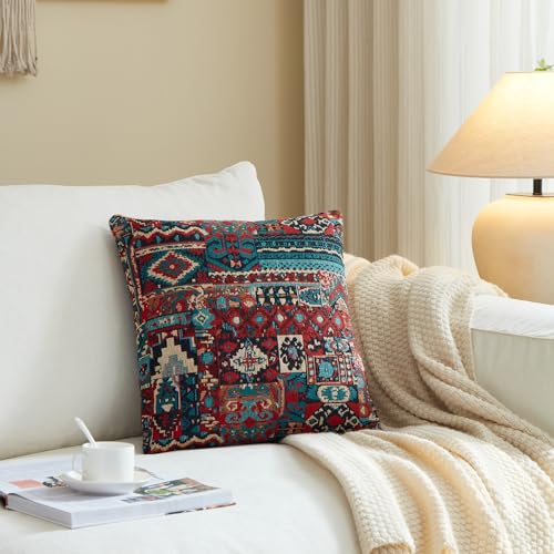 Boho Throw Pillow Covers 20x20 Set of 2 - Cotton Linen Decorative Pillows for Couch, Rustic Farmhouse Cushion Covers for Living Room Bed Sofa, Soft Holiday Accent Decor, Sparks Bloom - color: Sparks Bloom, size: 20" x 20" (Pack of 2)