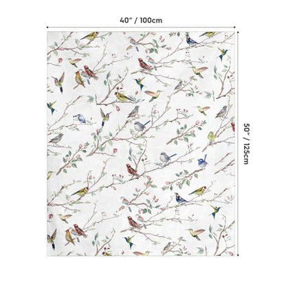 Horaldaily Spring Summer Birds Branch White Flannel Throw Blanket 40x50 - color: White, size: Baby(40x50'')