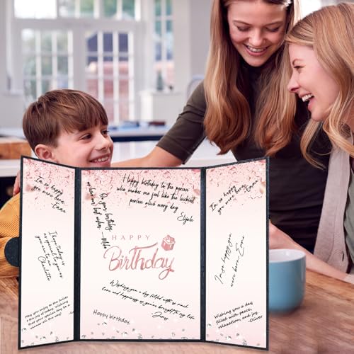 Crenics Black and Pink Birthday Guest Signature Book Alternative 18" x 12" - color: Black and Pink