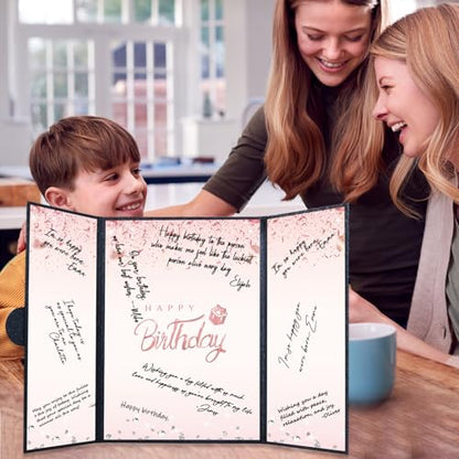 Crenics Black and Pink Birthday Guest Signature Book Alternative 18" x 12" - color: Black and Pink