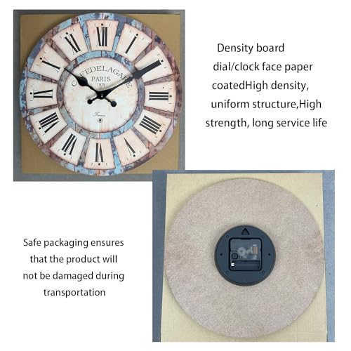 Rustic Wood Silent Wall Clocks Battery Operated 12 Inch - color: Blue1, size: 12 Inch